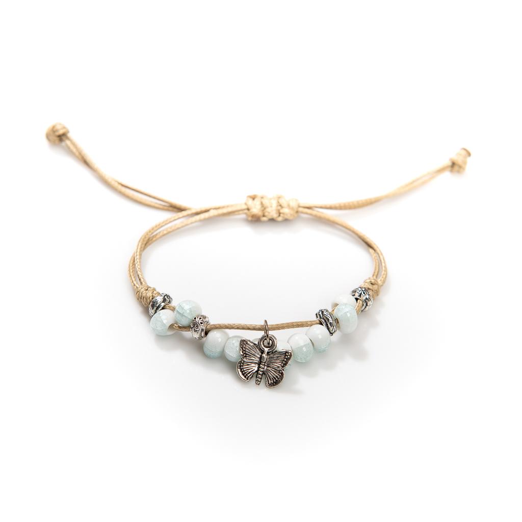Handmade butterfly Ceramic Cracked Ice Vintage adjustable bracelets Elastic Cord Bohemian Chic Jewelry Unique Gift H920