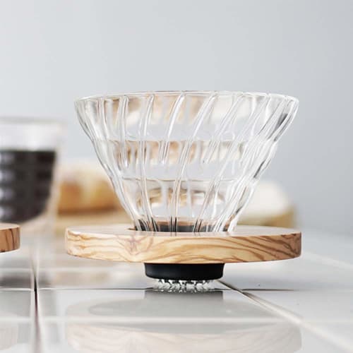 HARIO V60 Heat-resistant Glass Transparent Coffee Dripper Olive Wood 02 Coffee Drip for 1-4 Cups VDG-02-OV