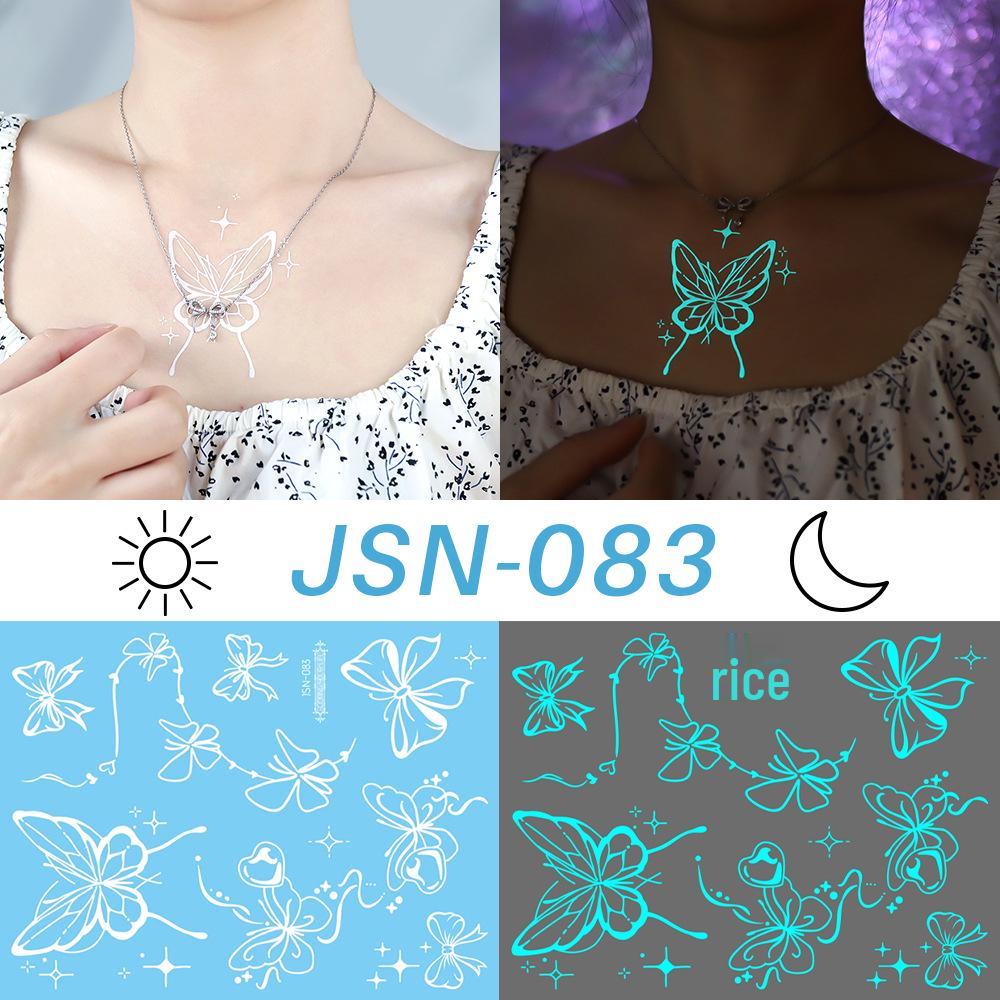 Rikaron Luminous White Henna Mandala & Butterfly Tattoo Stickers - Waterproof.