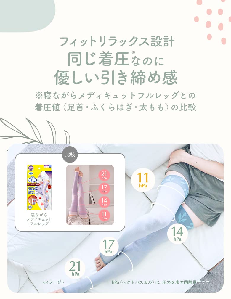 MediQttO Compression Socks for Nature Healing Full Natural M Bonus Included Sleeping, Socks, Leg, Thigh, Gray, +