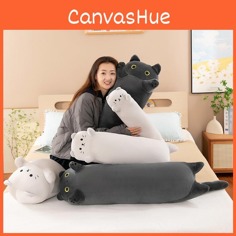 Cuscino a corpo lungo a forma di gatto cartone animato, cuscino da letto lungo per bambine e bambini