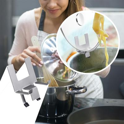 Pot Lid Support Stainless Steel Practical Pot Lid Shelf With Silicone Pad