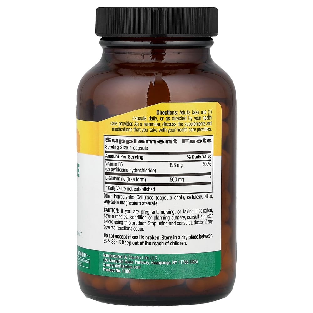 Country Life L-Glutamine Capsules 500mg, 100 Vegan Capsules