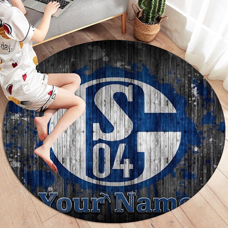 FC Schalke 04 Custom Name Round Area Rug,Carpet Rug for Living Room Bedroom Sofa Playroom Decor,Non-slip Floor Mat