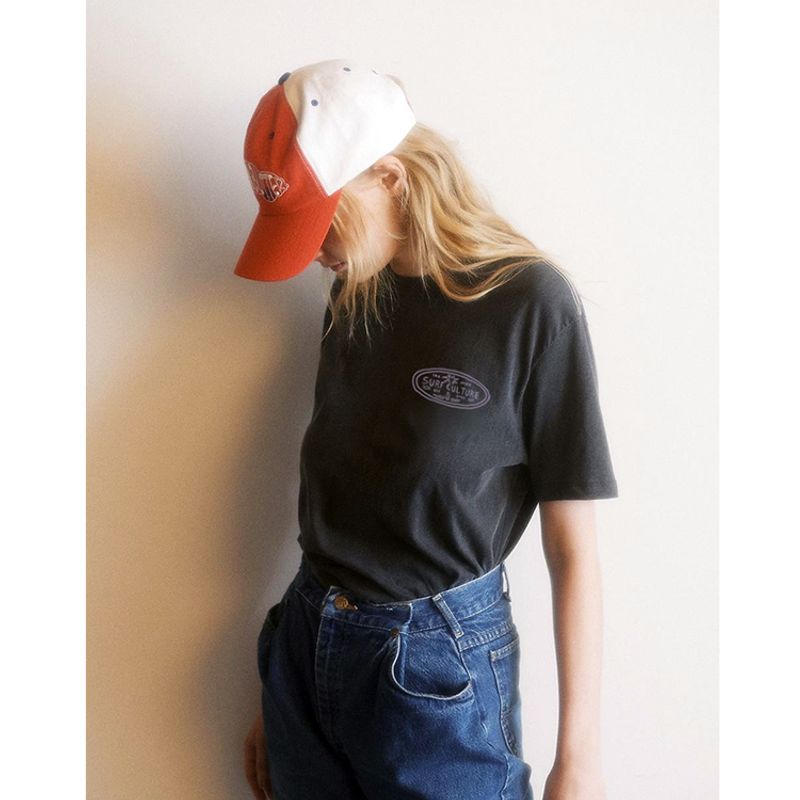 Surf Culture American Vintage Sports Wind Surfing Vacation Front and Rear Print Cotton Short Sleeve T-shirt Women's Top