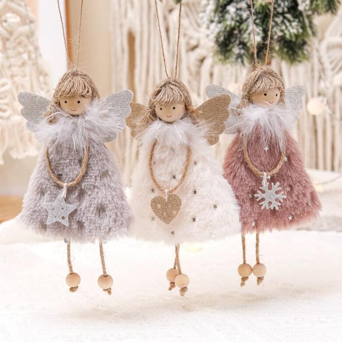 FZBNSRKO 3 Pcs Angel Doll Pendants,Christmas Hanging Angel Doll Angel Hanging Ornament Plush Angel Ornaments for Christmas Party New