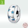 S925 Sterling Silver Ocean Clip Buckle Open Charming Blue Star Zircon Beaded Bsc253