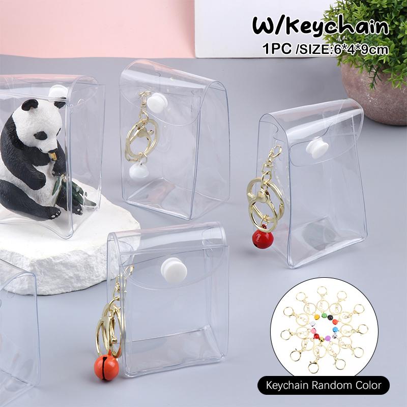 

Мини-сумка для демонстрации кукол в стиле аниме, прозрачный кошелек для монет, квадратный мешочек-органайзер, кошелек для ключей, помады, наушников, сумка для хранения 6*4*9cm W/Keychain