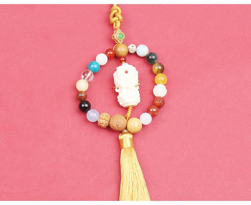Eighteen-Seed Car Pendant: Safe Travel Charm, Bodhi Bead Ornament, Premium Temple Decoration.