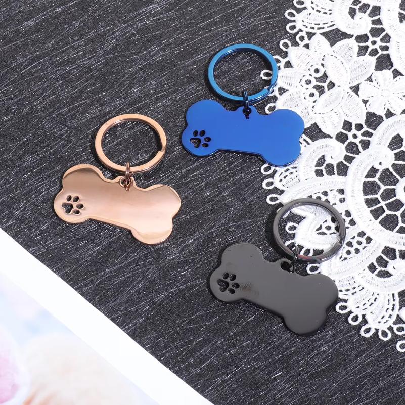 Custom Text Dog Tags Personalized Name Dog Cat ID Tag Bone Shaped Pendant Laser Engraving Address Number Customized Pets ID Tag