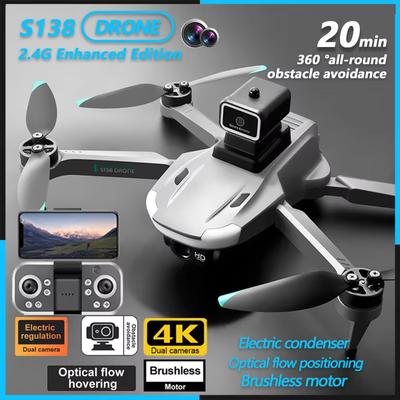 Νέο S138 Mini Drone 4K ESC Dual Camera Brushless Wifi FPV 360° Intelligent Obstacle Avoidance EIS RCl Αναδιπλούμενο Quadcopter Toy Gift Kids