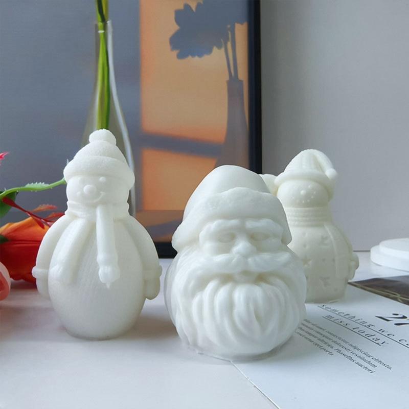Santa Claus Candle Mold Festive Silicone Mold Beautiful Holiday Snowman Aromatherapys Resin Molds DIY Home Ornament