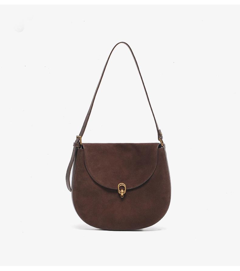 Matte Echtleder-Rindsleder Crossbody Satteltasche für Damen - Modisch, Vielseitig, Einzelschulter-Design für den Herbst