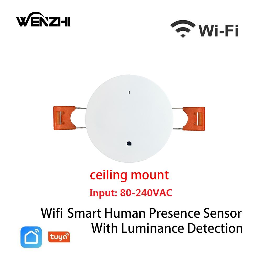 ZigBee Wifi MmWave Menschliche Anwesenheit Bewegungssensor Mit Helligkeits-/Entfernungsdetektion 5/110/220V Tuya Smart Life Hausautomation