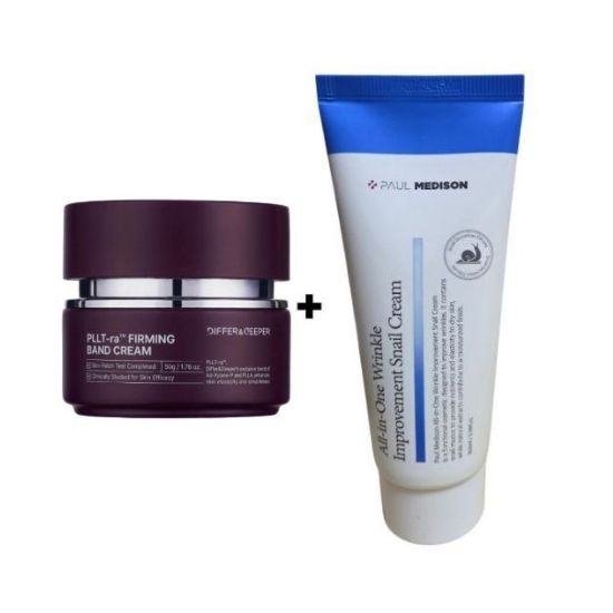 DIFFERDEEPER PLLT-RA™ Firming Band Cream 50g + PAUL MEDISON All-in-One Snail Cream 100ml (Wrinkle Improvement / Cica / Nutritional) Band Cream +Wrinkle Improvement Snail Cream