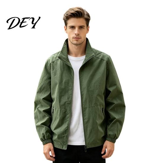Casual Lightweight Jackets for Men Windbreaker Jacket, Windproof Waterproof Stand Collar Coat, Zip-up Fashionable Layering Tops Jacket with