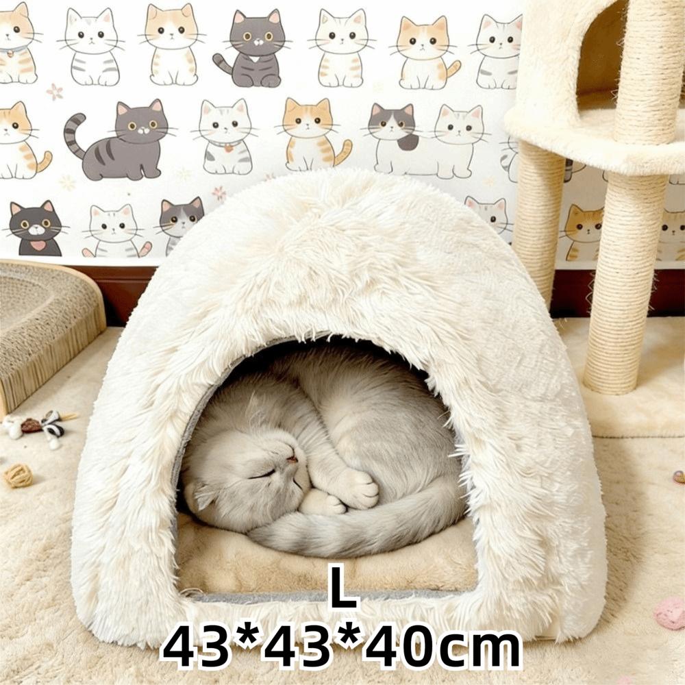 New Flannel Pet Bed Cozy Cave Nest Warm Cat House Soft Pet Mattress Indoor Use