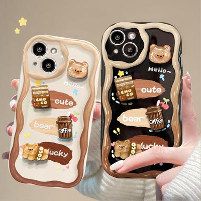 Kaffee Bär Puppe Anhänger Anwendbar auf Apple 16 Handy IPhone 13 Dreidimensionales Silikon Niedliche Weiche Hülle 12mini