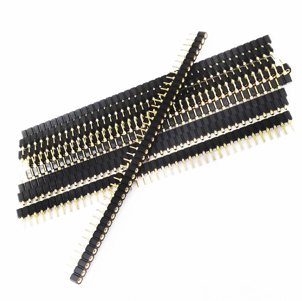 5pc 2.54mm Round Hole Male Tin Gold Female Pin Header 1/2x40P Single/Dual Row Breakable PCB IC Crystal Relay Transistor Socket