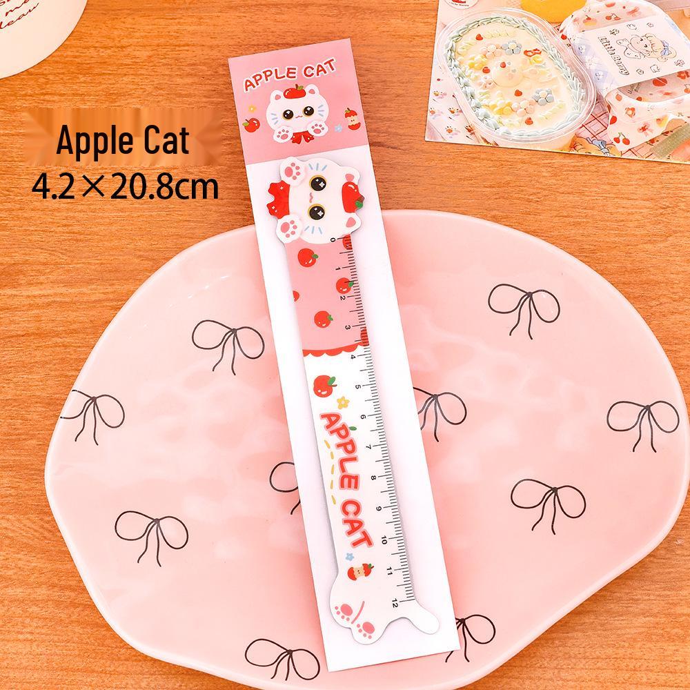 Cat-Themed Magnetic Bookmark and Ruler - Cute Cartoon Stationery Gift for Students 15cm