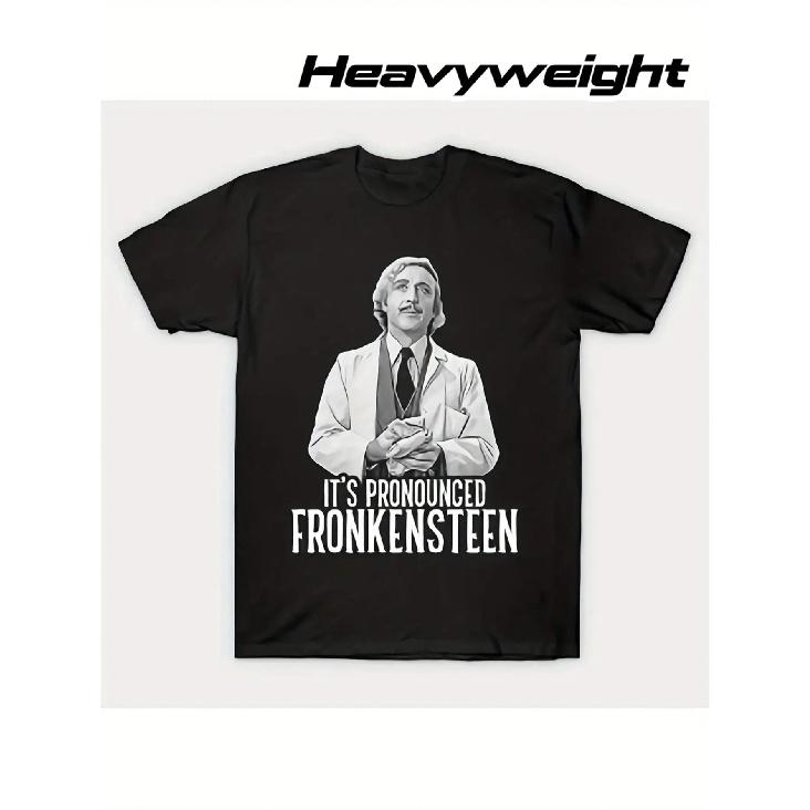 Men S Young Frankenstein 22 Graphic T-Shirt - 220Gsm Heavyweight Black Horror Comedy Movie Tee Featuring It S Pronounced Frankenstein Print, S