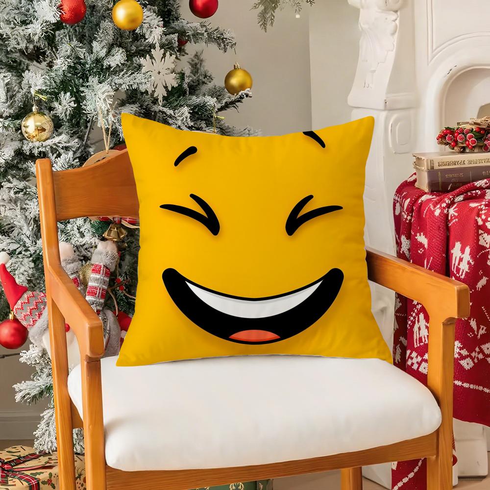 Funny And Quirky Personalized Emojis Pillow Case Comfort Sofa Bed Silky Elegant Invisible Zipper Decorative Cushion Cover
