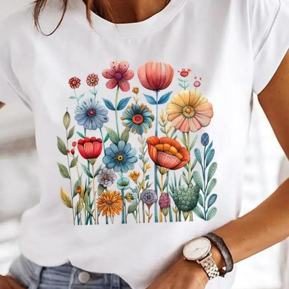 Butterfly Trend 90s Casual Top Clothes Female Short Sleeve Print Tshirts Fashion Oneck T Clothing for Women Graphic Tee