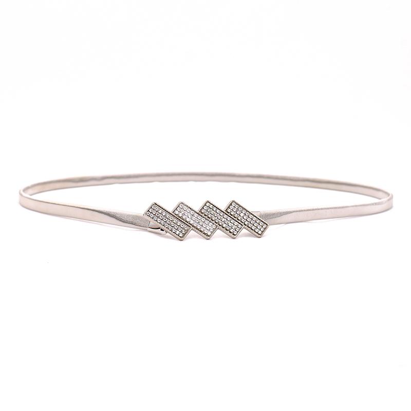Rhinestone Chain Luxury Imitate Wasit Belt For Dress Stretch Skinny Metal Silver Gold Women Belt Elastic Thin Ladies Belt
