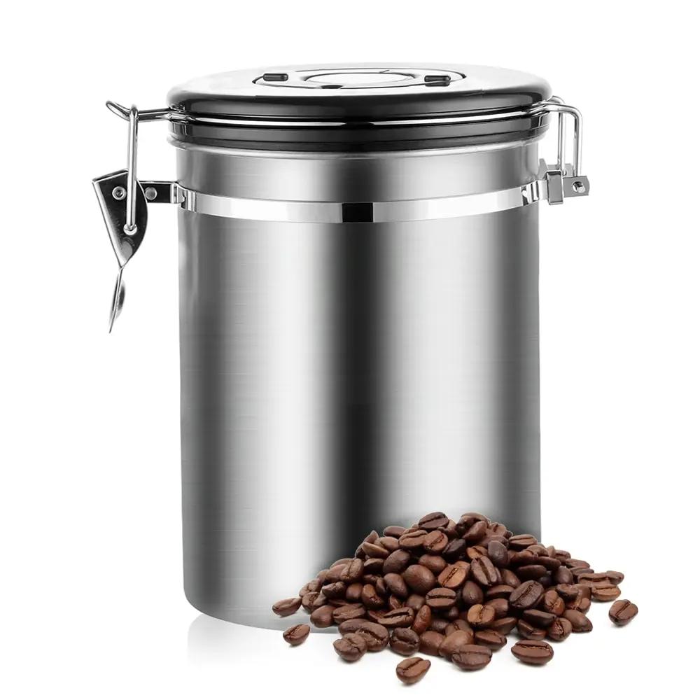 Stainless Steel Airtight Coffee Container Storage Canister Set Jar with Scoop for Coffee Beans Tea 1.5L Tools