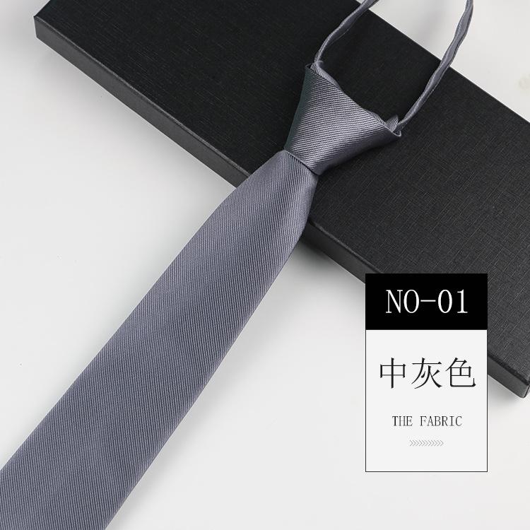 Business Tie Men'S And Women'S Black Grey Red Solid Color Professional Work Security Wedding Shirt Student No Zipper Tie