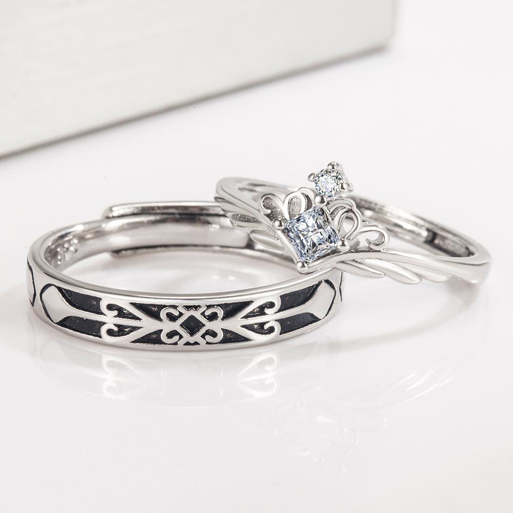2Pcs 925 Silver Couples Ring Sets Light Polishing Simple Ring for Woman Man Classic Wedding Fine Jewelry Circle