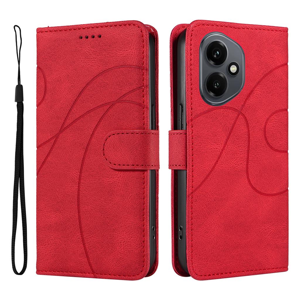 For Honor 400 5G (Global) Lommeboketui Skinn Telefondedeksel Stativ med Buet Linjedesign