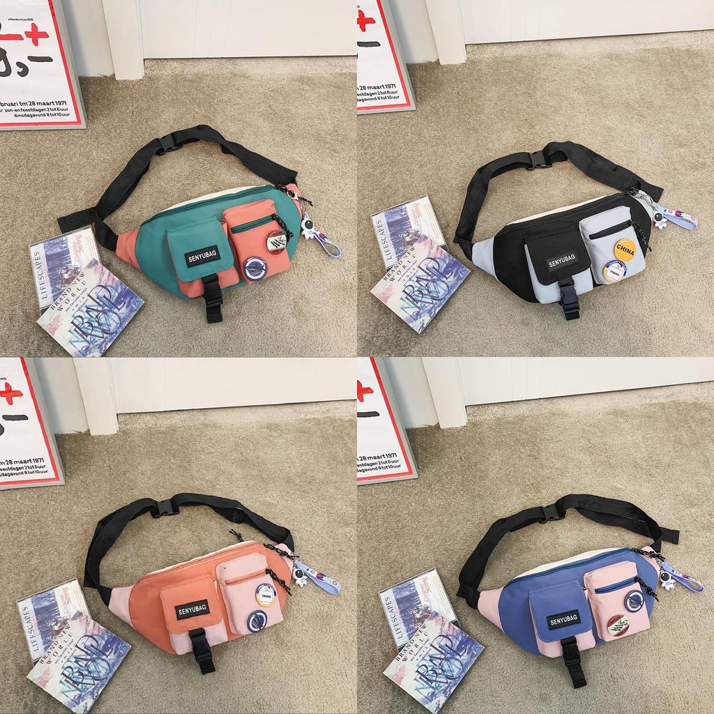 Sac de poitrine unisexe étanche élégant Couleur tendance Bloc de couleur Bandoulière Pour le cyclisme et le voyage