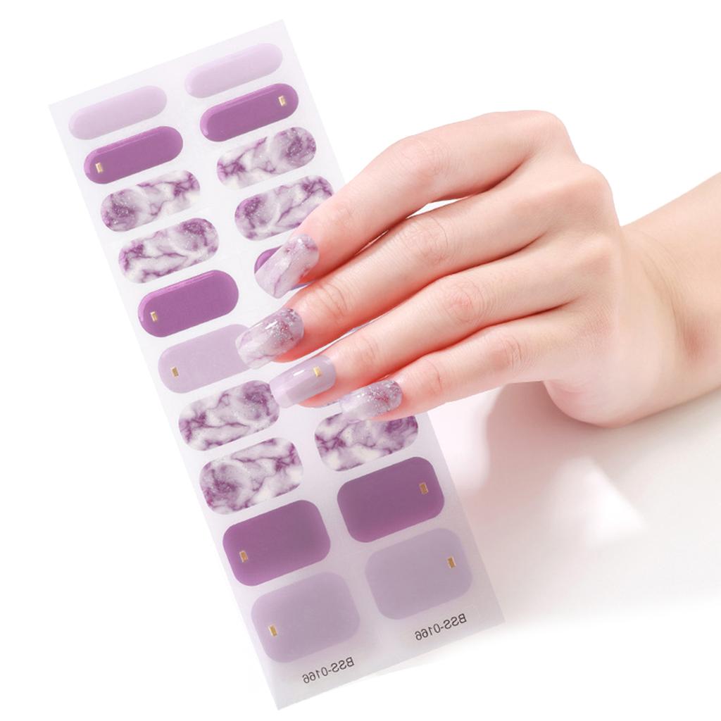 20 Tips Semi-Cured Gel Nail Patch Adhesive Sliders Long Lasting Full Cover Nail Stcikers Gel LED UV Lamp Neede