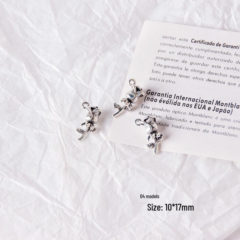 Retro Heart & Flower Pendant Earrings - Handmade Accessories