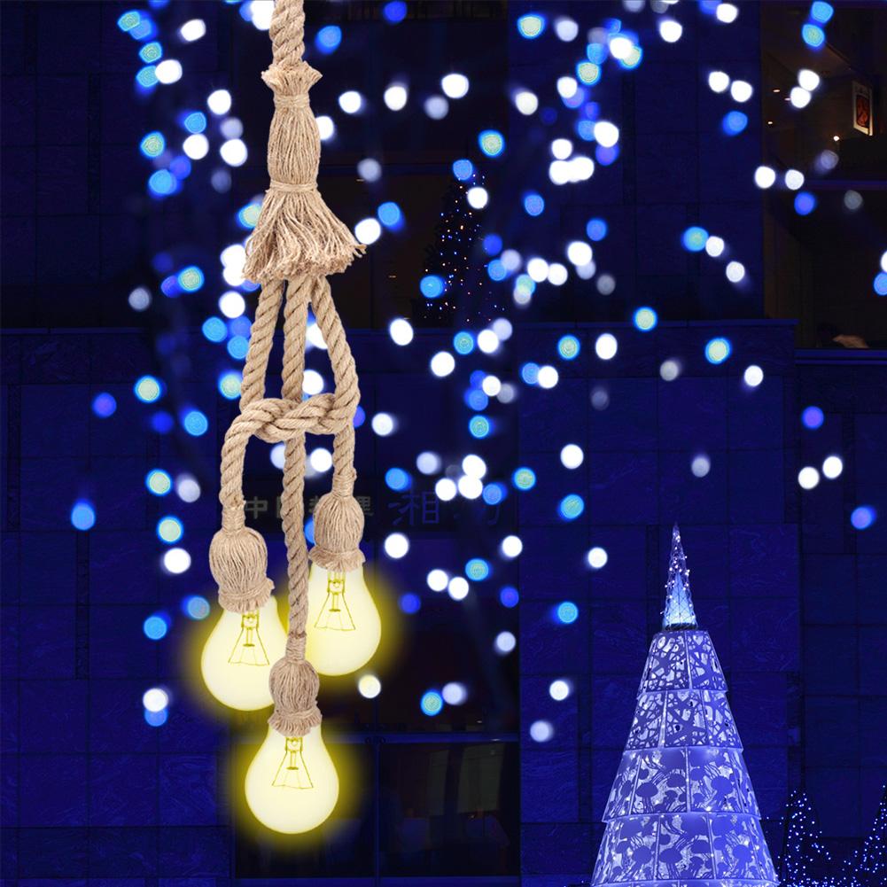 0.5m E27 Vintage Hemp Rope Ceiling Light Base Pendant Lamp Bulb Holder 85-265V (3*holder)