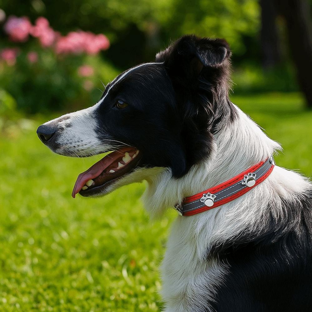 Cute Leather Reflective Dog Collar Adjustable Metal Buckle Dog Footprint Collar Soft Decorative Dog Necklace Outdoor Activities