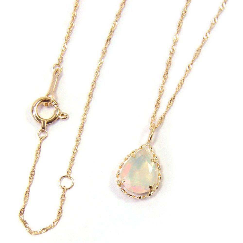 and My Jewelry 18K Gold Natural Opal Necklace Pendant [Your Box] (Pear Shape) [Gift Wrapped]