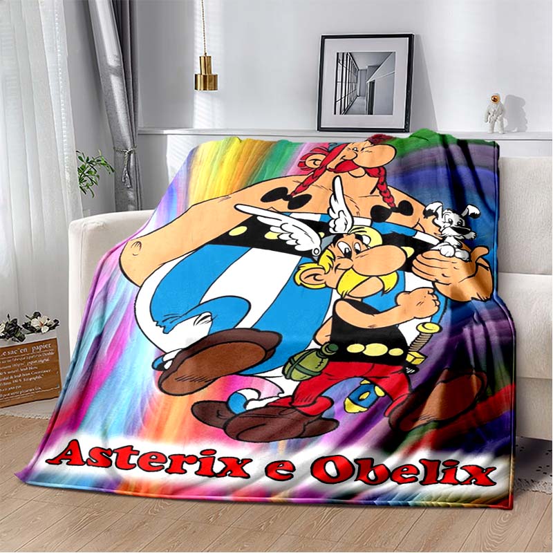 Asterix And Obelix Gaul Medieval Village Cartoon Print Soft Flannel Throw Blanket Warm Sofa Bed Home Decor Cover For Comic Fans 80cm x 120cm
