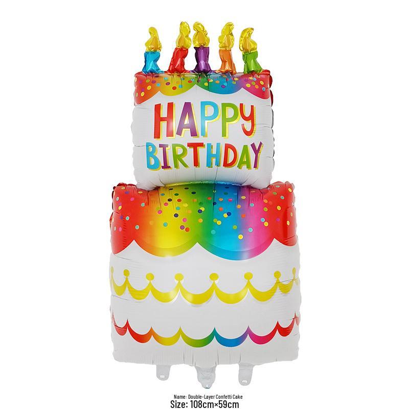 Colorful Large Birthday Cake Foil Balloon for Kids' Party Decoration and Photo Props