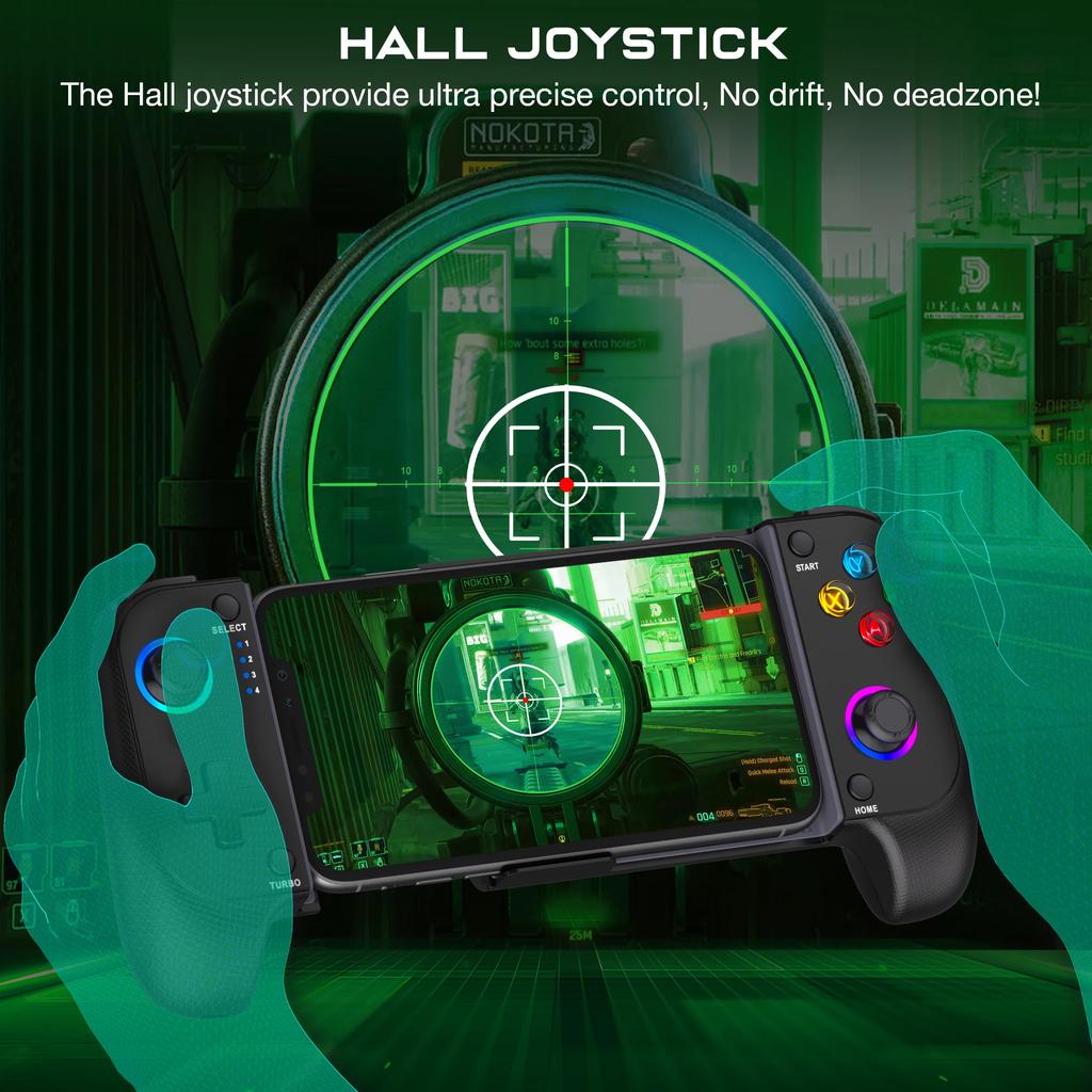 For Mobile Game Controller for iPhone and Android with RGB Light,Support Play PS Remote Play, Xbox Cloud and More