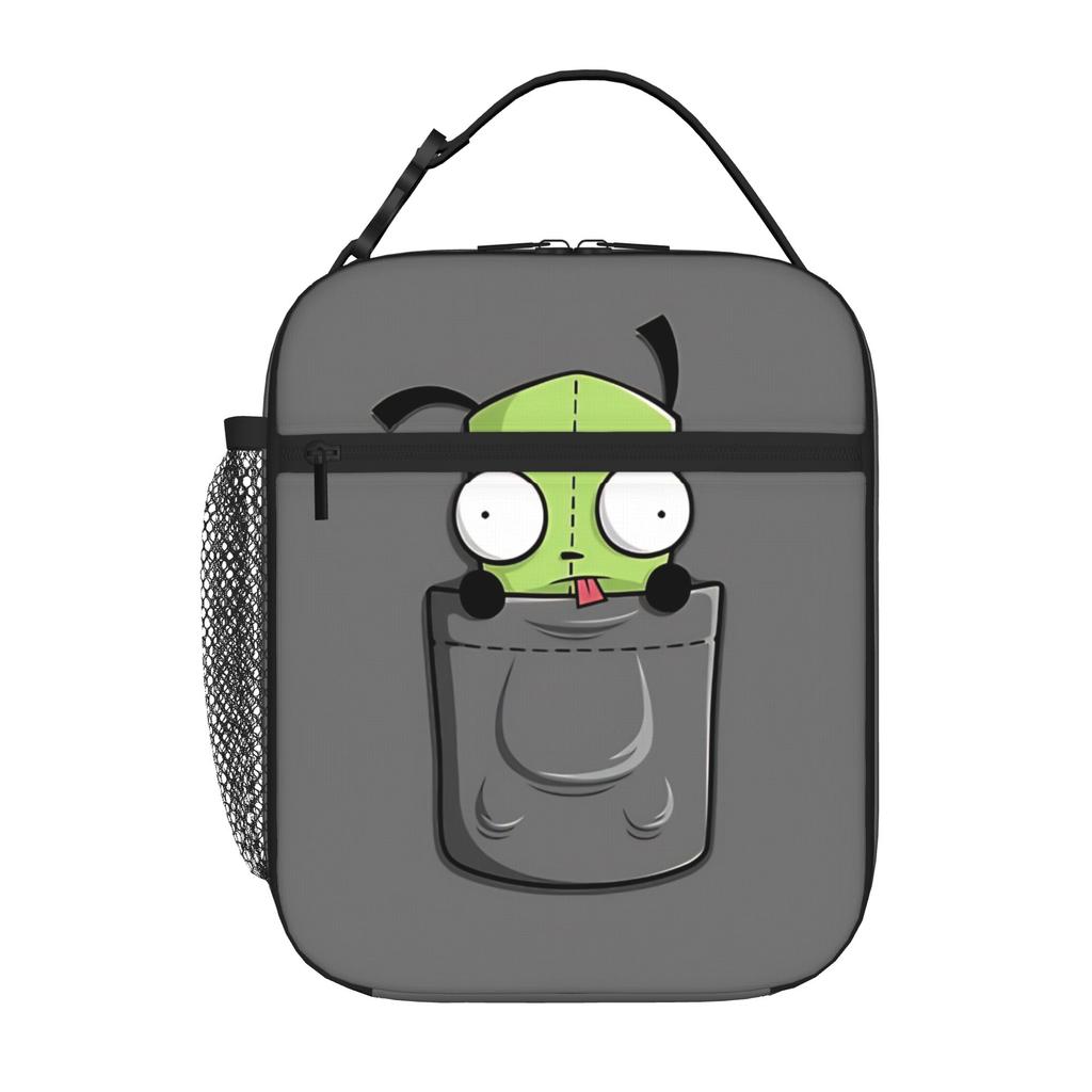 1 Piece Portable Lunch Container Retro Edgy Zipper Closure Durable Pocket Invader Zim For Lunch Box Bag
