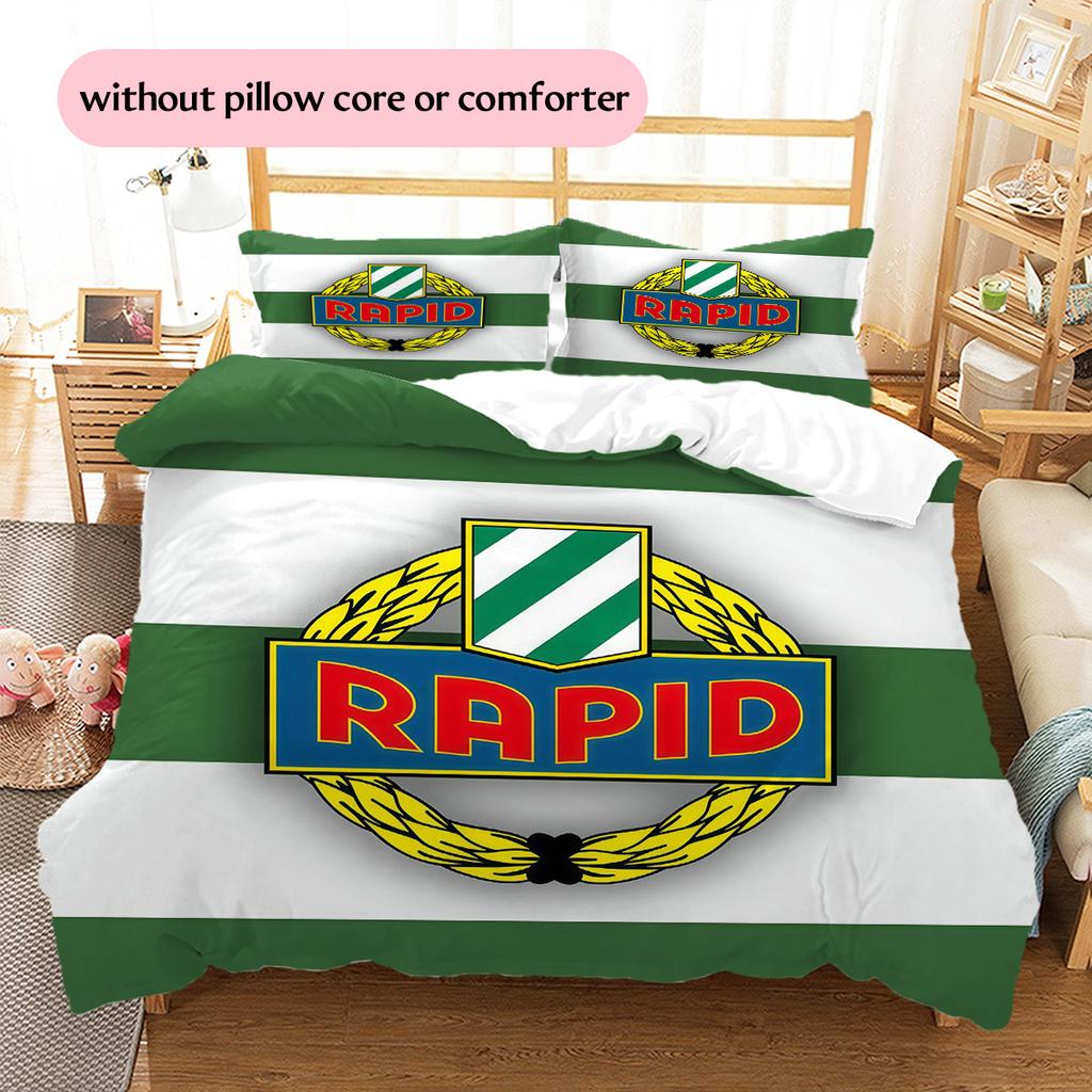 SK Rapid Wien Pattern Bedding Quilt Set Home Decoration Gift (1 * Duvet Cover + 2 * Pillowcase Without Core)