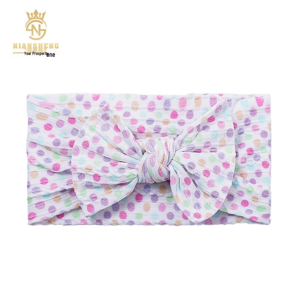 Frühlings-Jacquard Doppelreihiges Nylon-Stirnband mit bedruckter Schleife für Babys