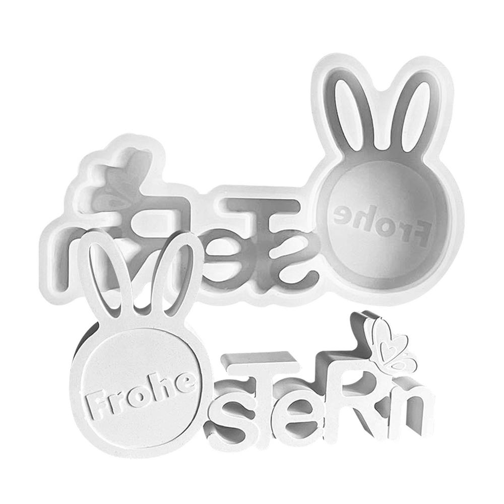 

Easter Bunny Silicone Mold Happy Letters Resin Plaster Craft Decoration DIY Holiday Home Decor Multifunctional hand Craft Molds