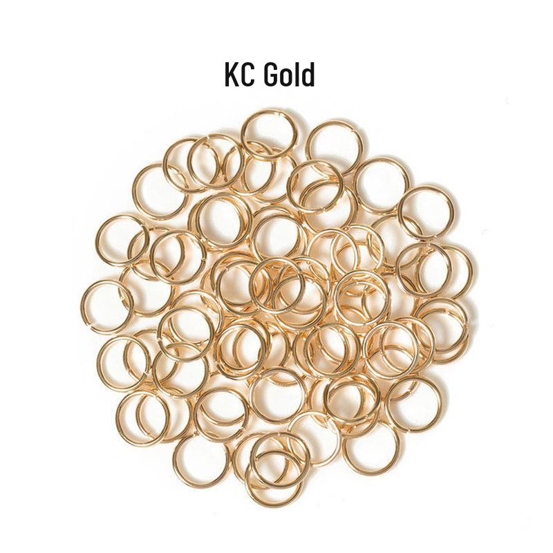 Color-preserving KC Gold Jump Rings: 200 Single Loop Flat Mouth Iron Connectors for DIY Bracelets & Necklaces