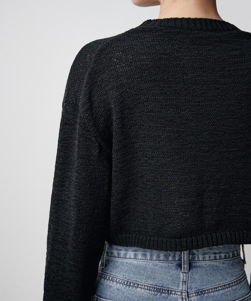 MUSINSA STANDARD WOMAN Women'S Flat Yarn Crop Knit [Black]