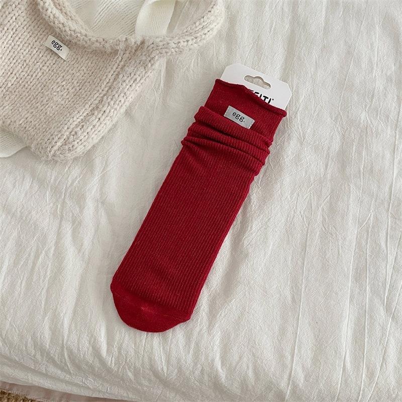 Curling Egg Stacking Socks Children S Silk Wool Socks Solid Color Versatile Medium Tube Socks Soft Stockings One size