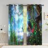 Window Curtains for Living Room Luxury Bedroom Divider Blue Peacock With Flower Peafowl Left and Right 2Panels Cortinas Drapes