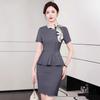 Summer Short Sleeve Bow Bodycon Dress for Women - Elegant Two-Piece Look, Waist-Cinched Workwear for Jewelry Stores and Hotels